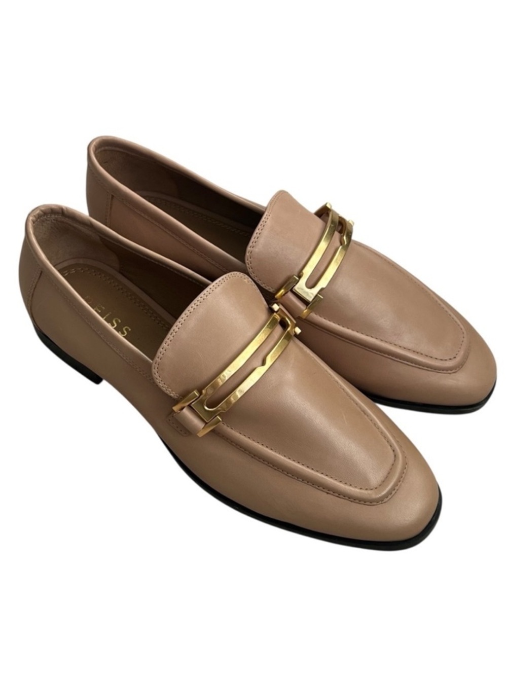 Reiss Angela Leather Rounded Loafers in Nude US 7.5